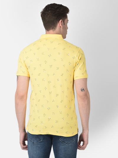 Yellow Floral Polo T-shirt-Men T-Shirts-Crimsoune Club