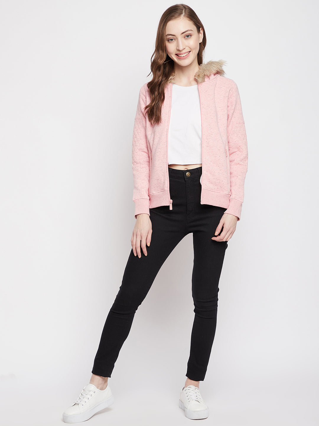 Pink Hooded Sweatshirt - Women Sweatshirts