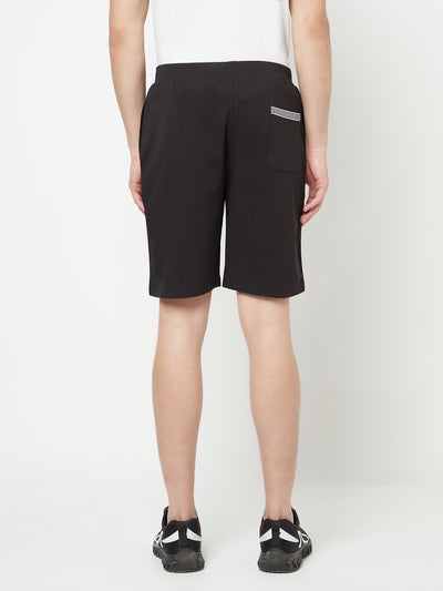 Black Printed Sports Shorts - Men Shorts