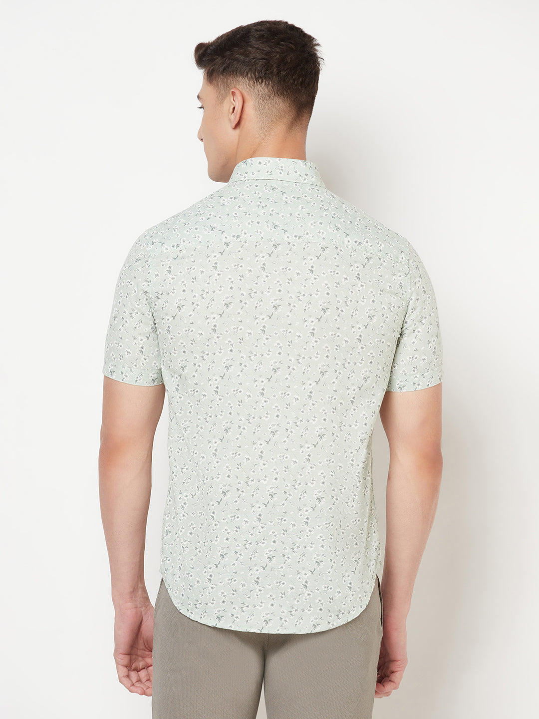 Green Floral Linen Shirt - Men Shirts