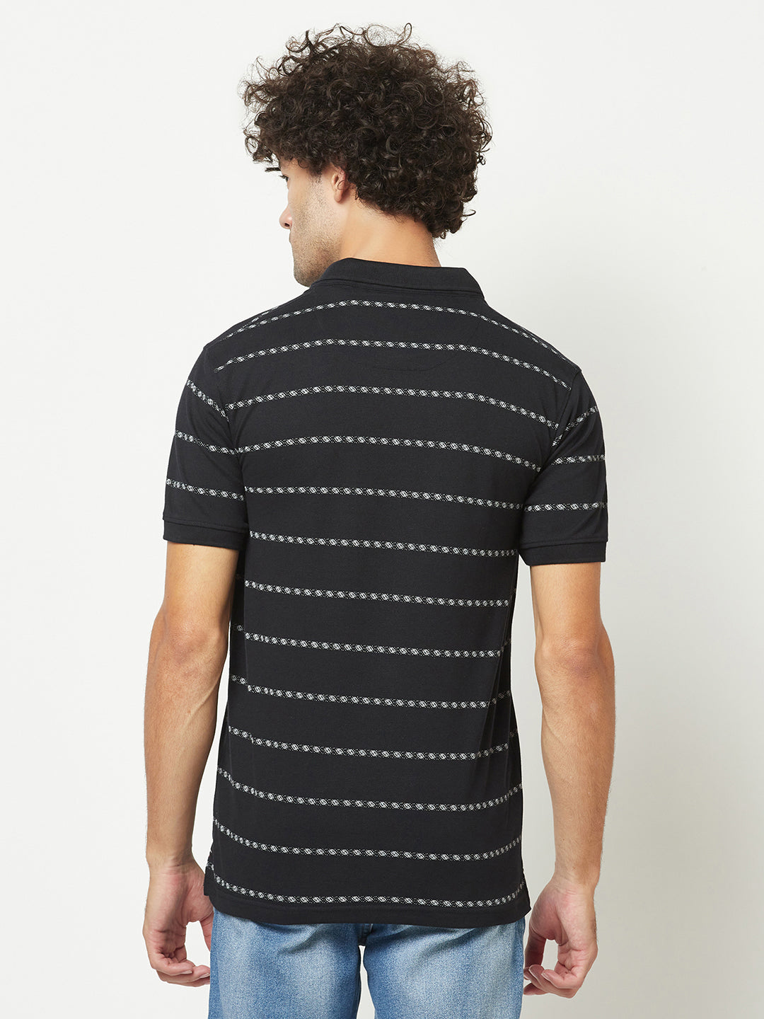  Dark Navy Striped Polo T-Shirt