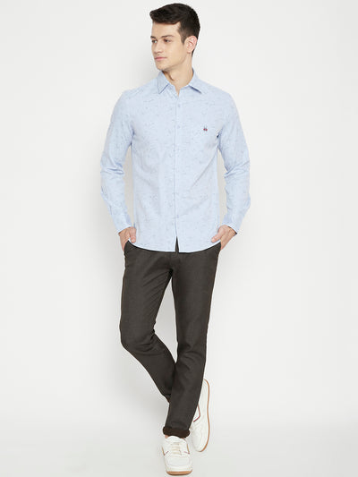 Blue Printed Slim Fit shirt - Men Shirts