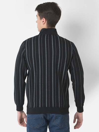  Black Striped Zipper Sweatshirt