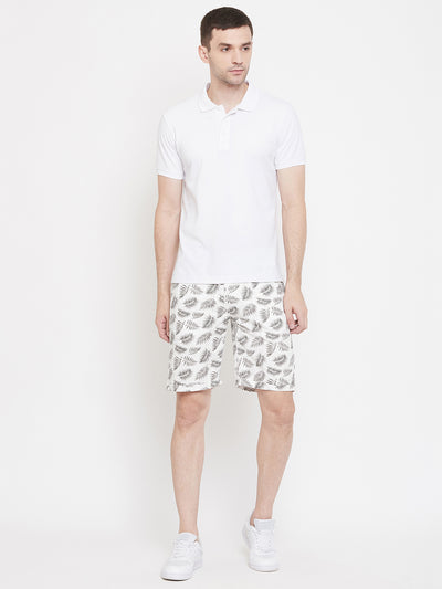 White Printed shorts - Men Shorts
