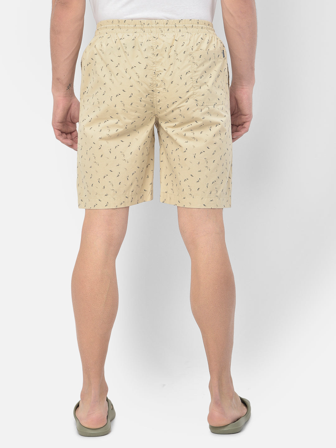 Beige Floral Print Lounge Shorts - Men Lounge Shorts