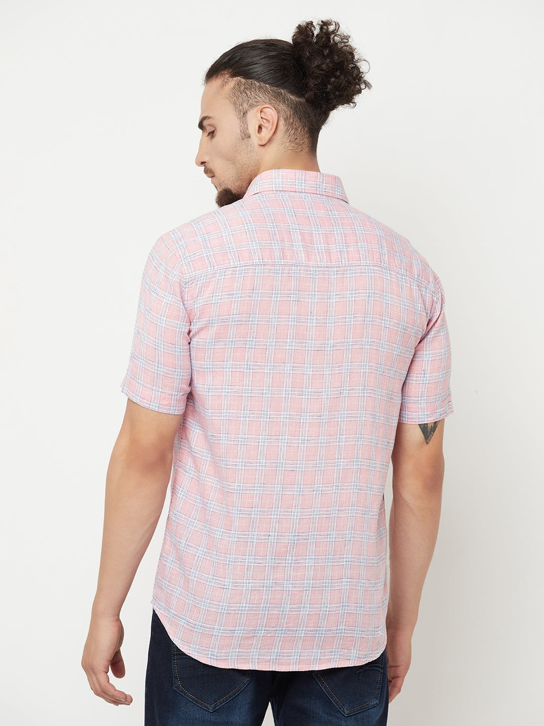 Pink Checked Casual Shirt - Men Shirts