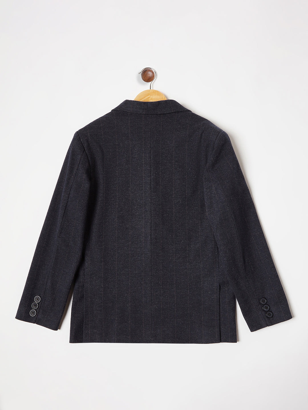 Navy Blue Striped Single Breasted Blazer - Boys Blazer