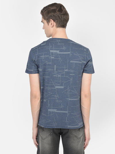  Blue Melange Graphic T-Shirt