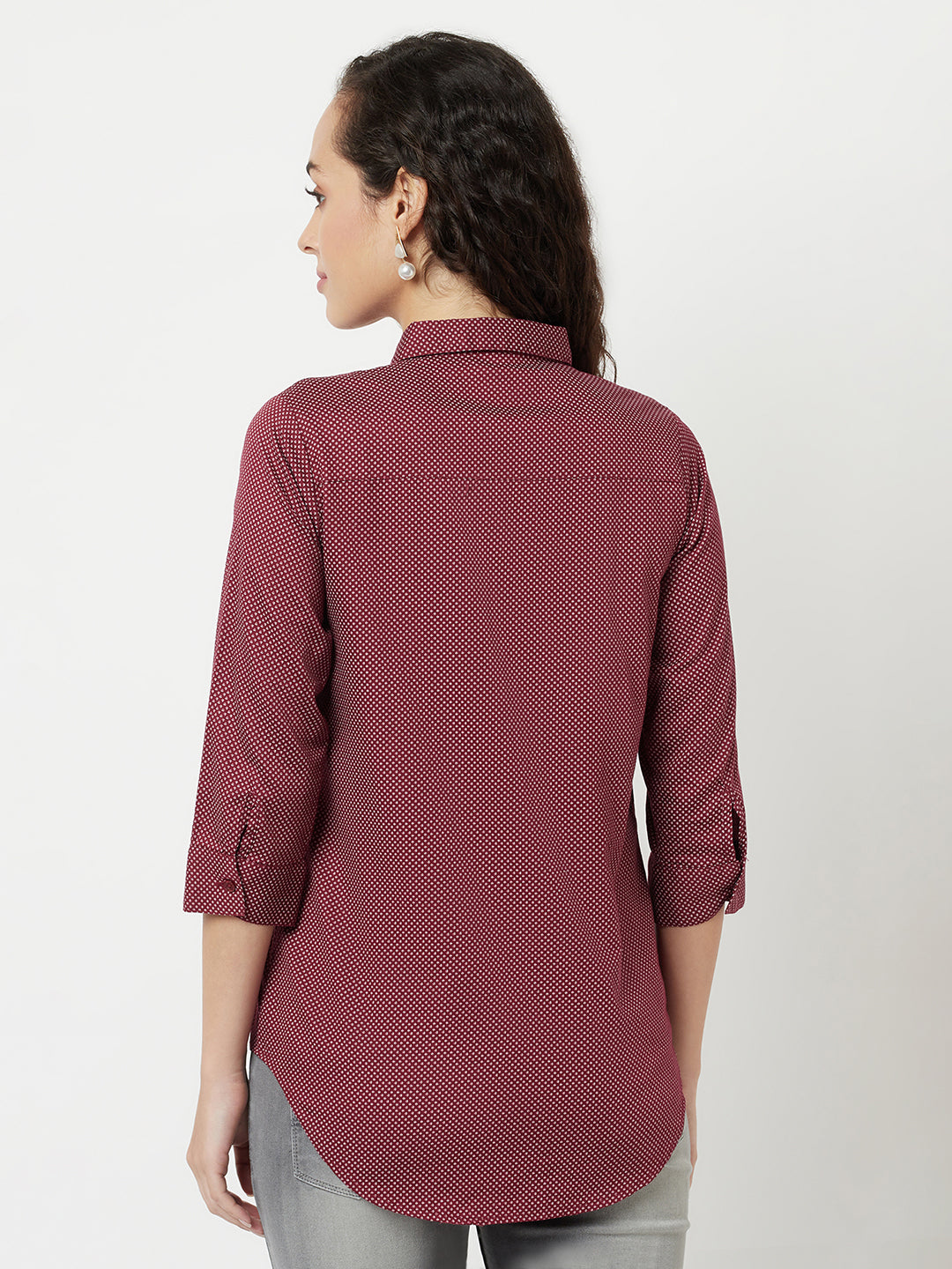 Maroon Printed Shirt-Women Shirts-Crimsoune Club