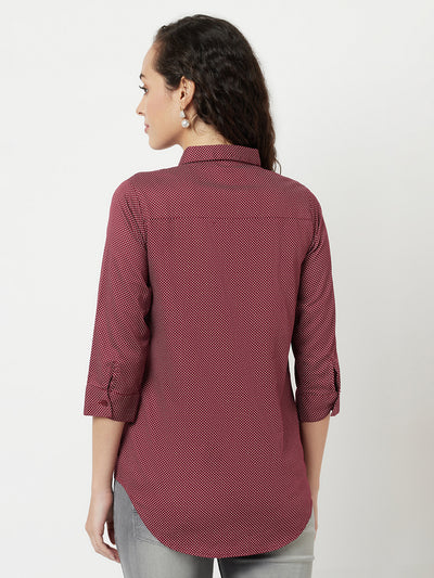Maroon Printed Shirt-Women Shirts-Crimsoune Club