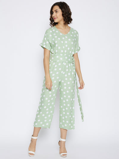 Green Printed Jumpsuit - Women Jumpsuits