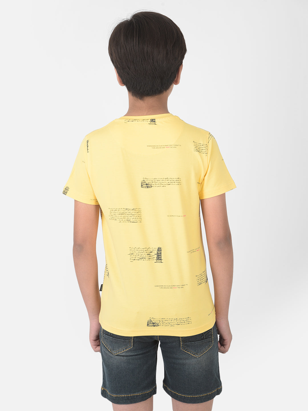 Yellow Printed Round Neck T-shirt - Boys T-Shirts