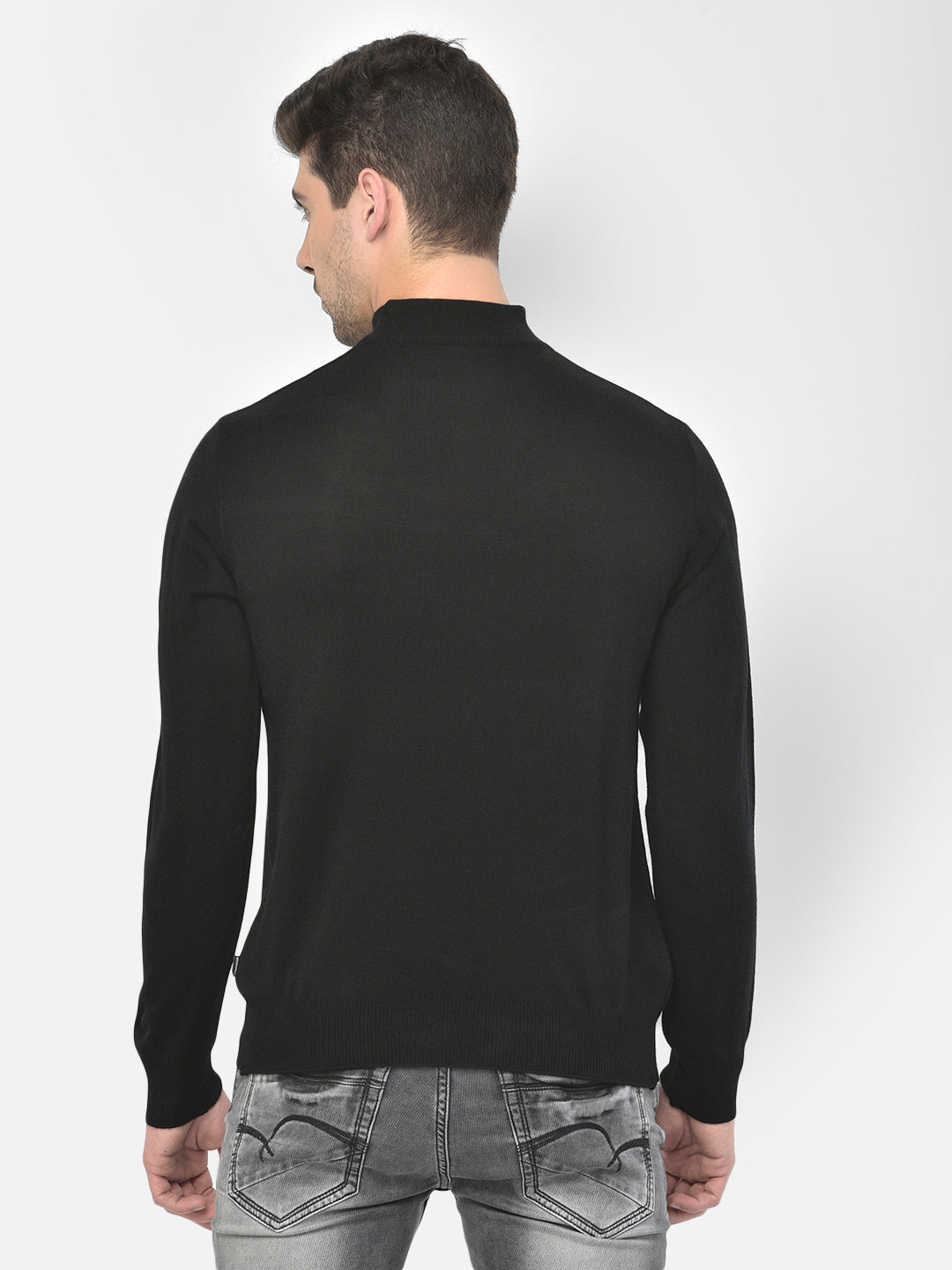 Black Mock Neck Sweater - Men Sweaters