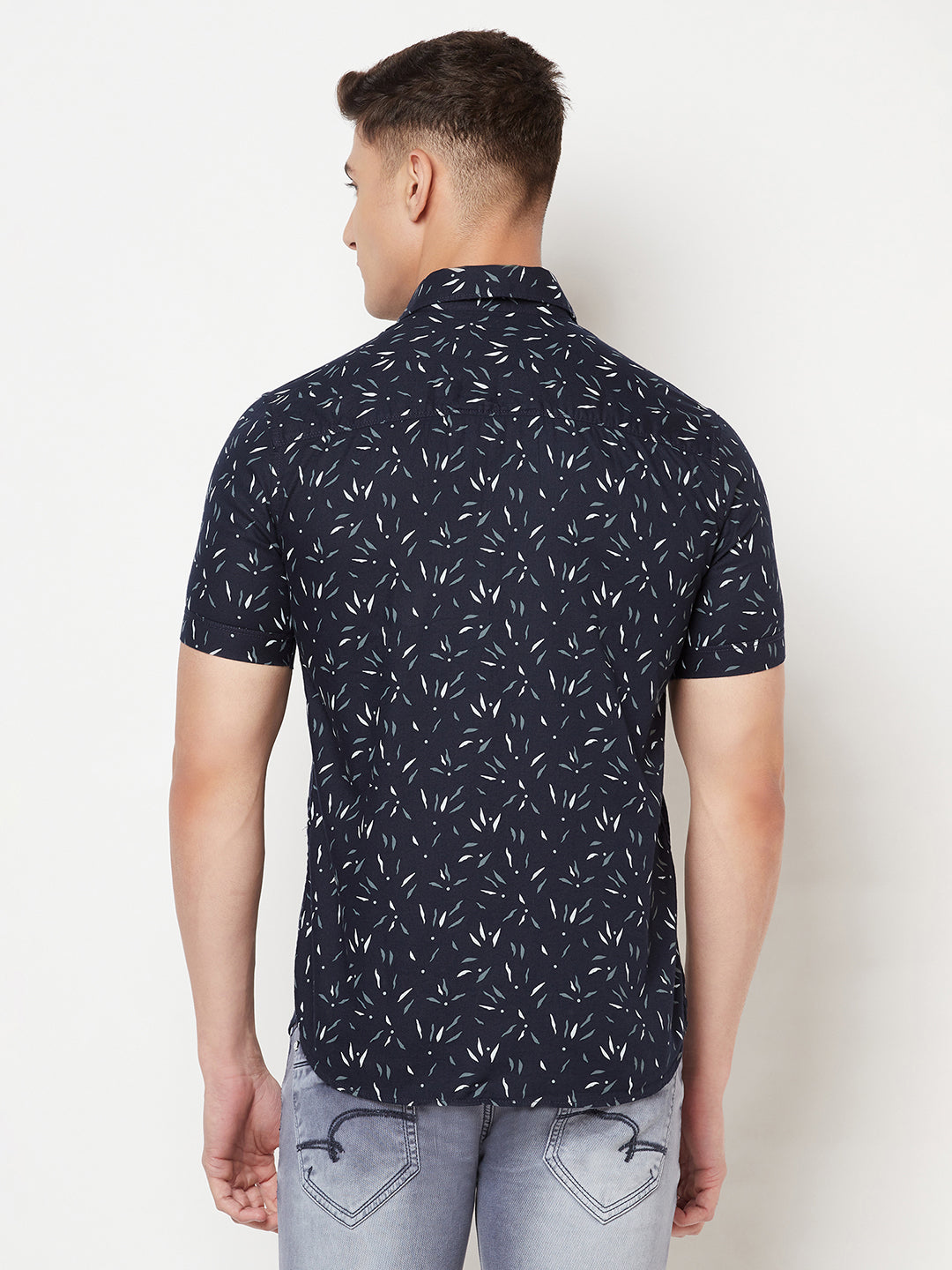 Navy Blue Printed Shirt - Men Shirts