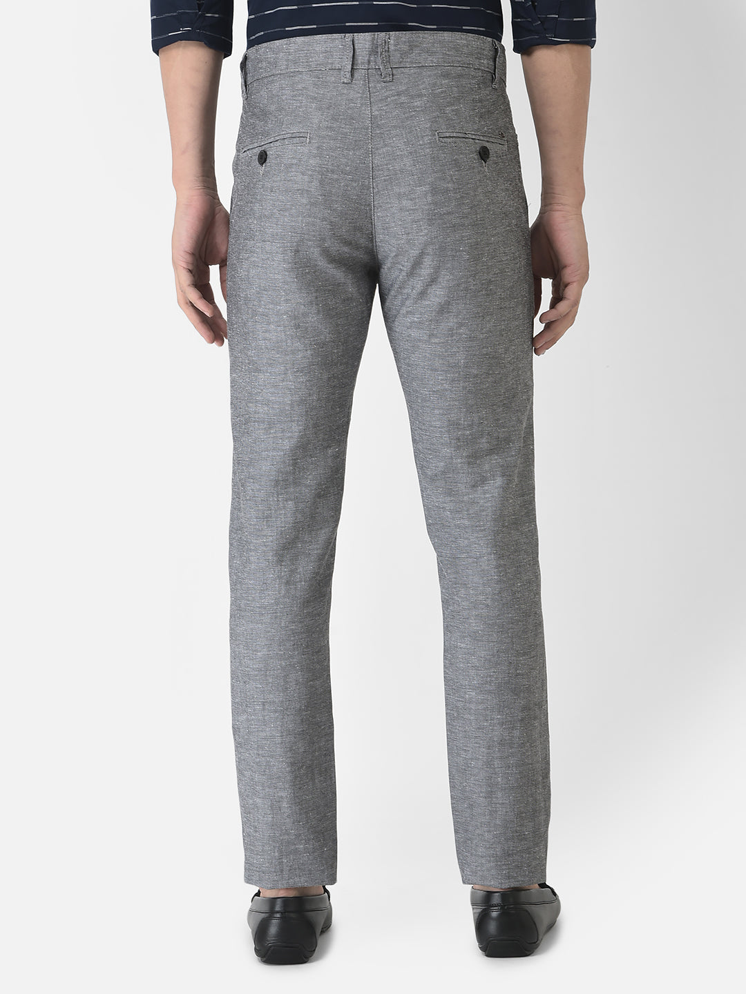  Melange Grey Trousers in Cotton Blend  