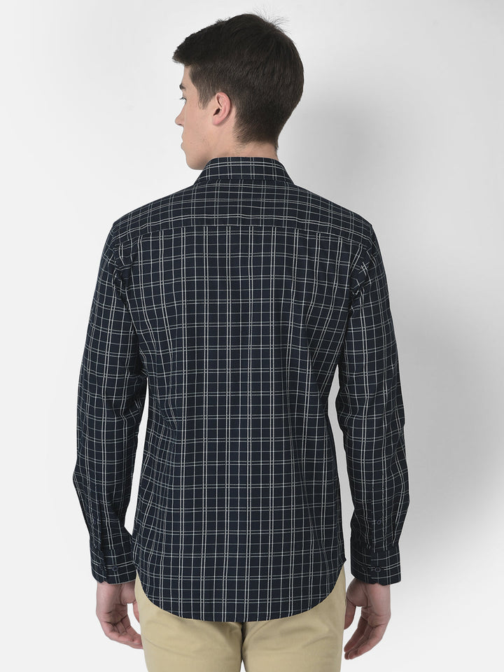  Navy Blue Dot Checked Shirt