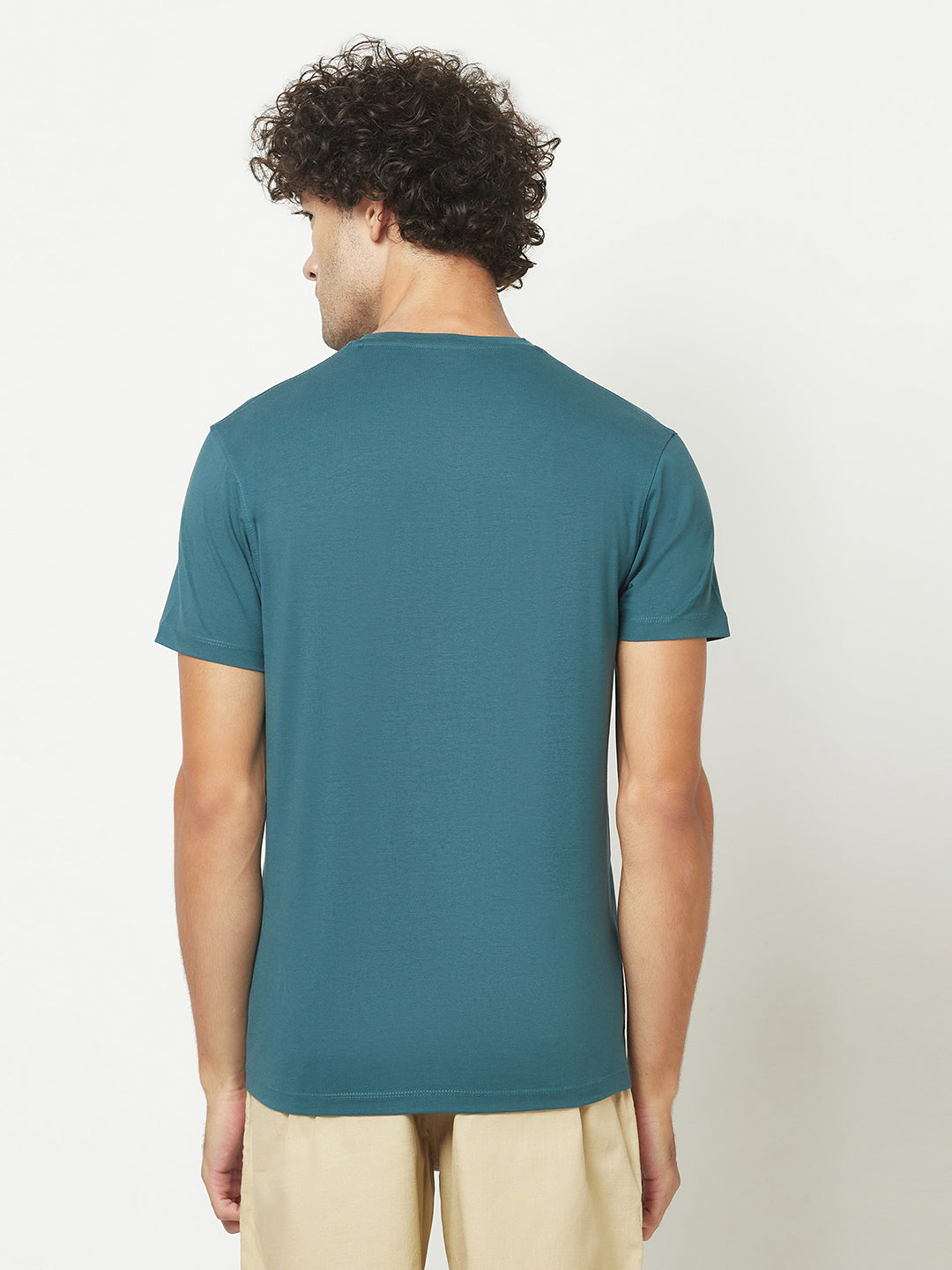  Plain Teal Blue V-Neck T-Shirt