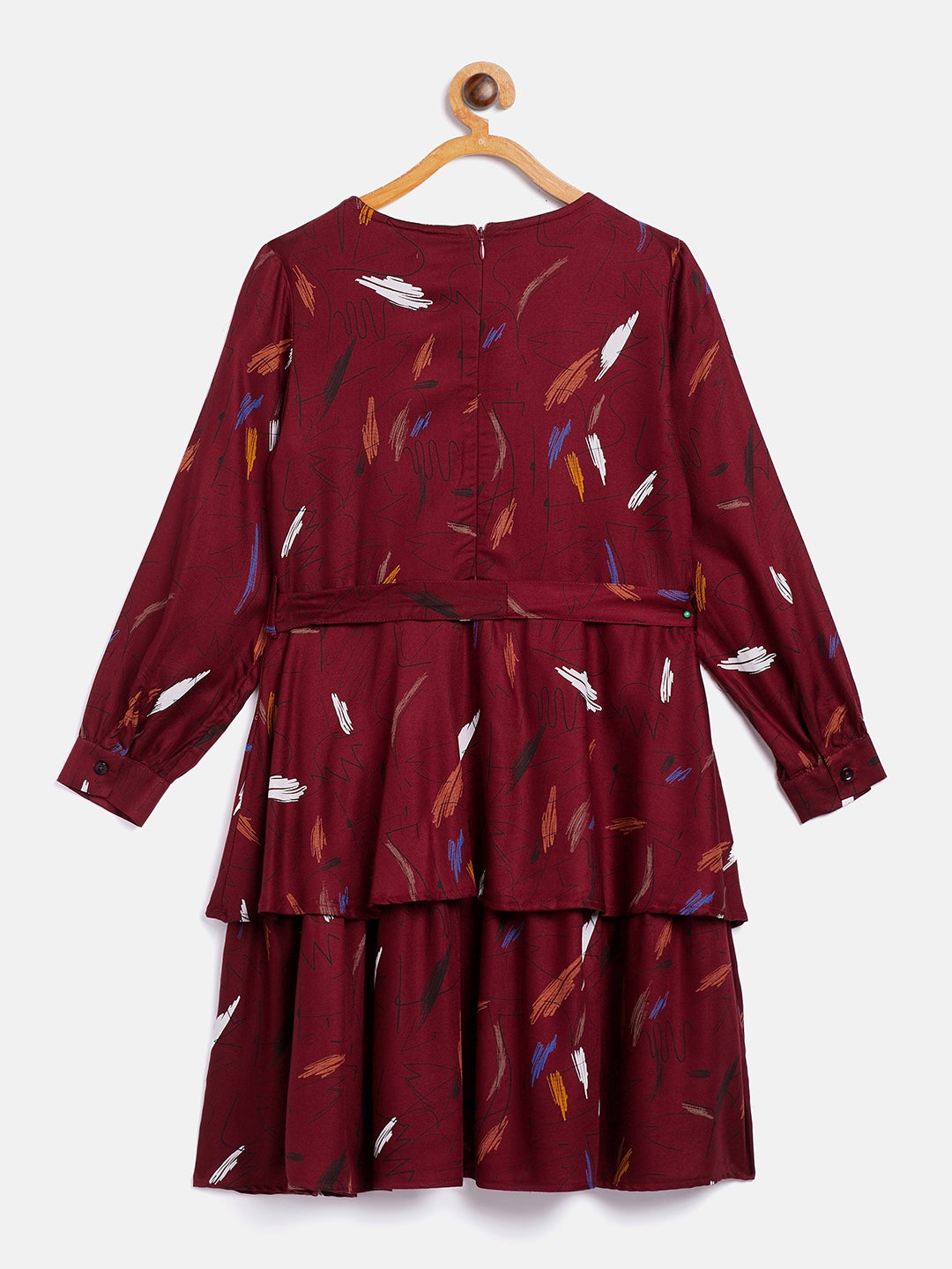 Maroon Printed Fit and Flare Dress - Girls Dress