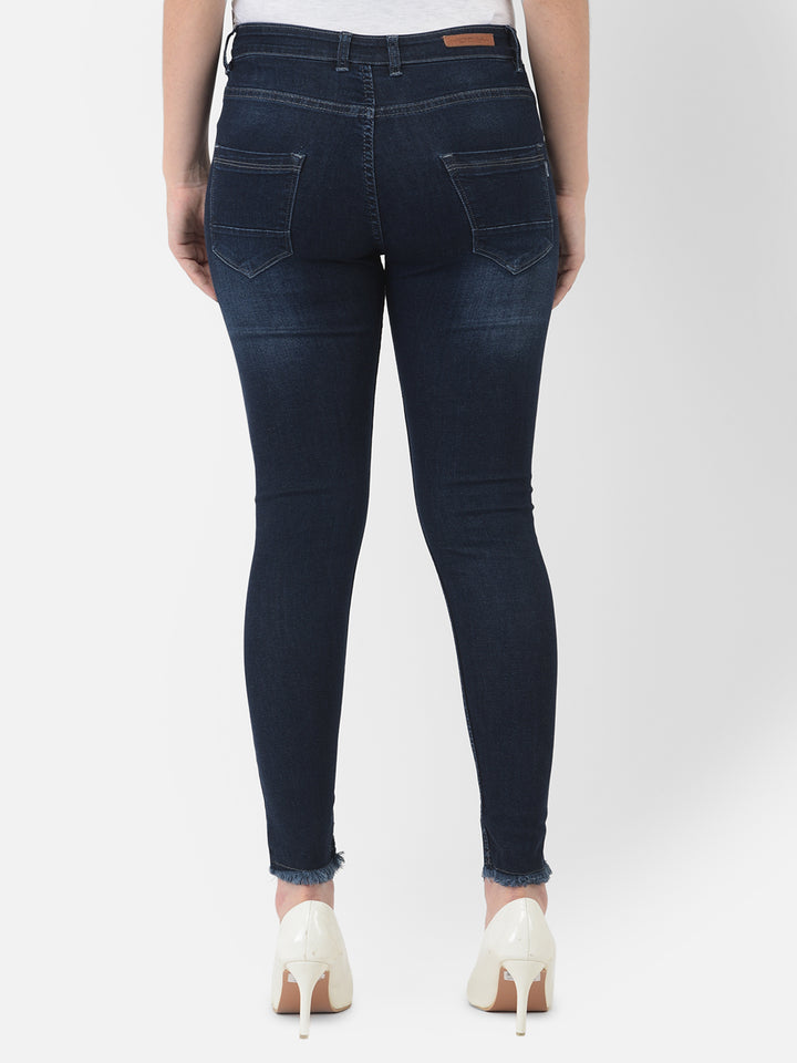 Blue Light Fade Distressed Jeans - Women Jeans