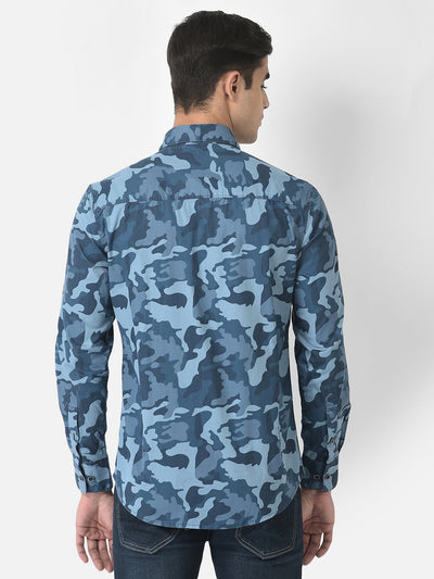  Shirt in Blue Camouflage Print 