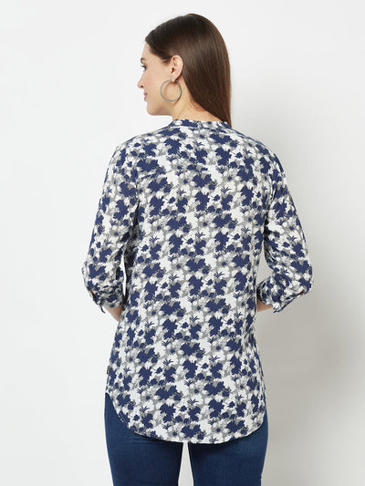  Indigo Abstract Print Top