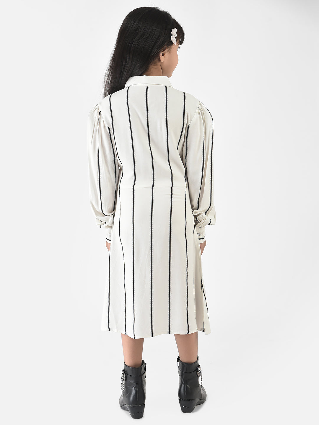 Off-White Dress with Stripes