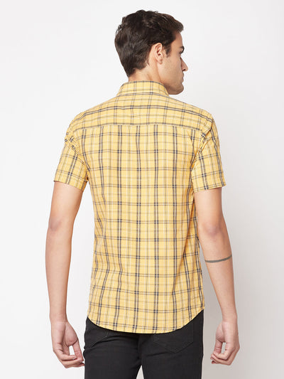  Short-Sleeved Mustard Checked Shirt