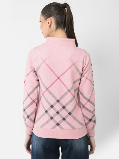  Pink Diagonal Checked Sweatshirt