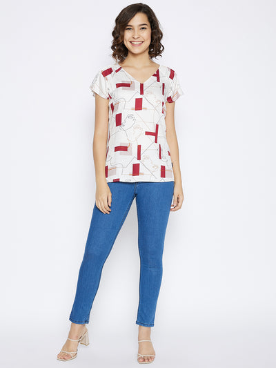 Off White Printed Top - Women Tops