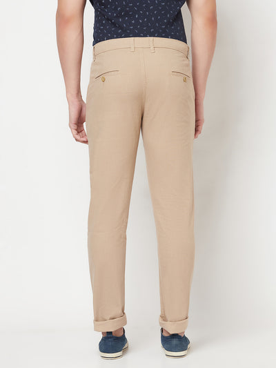 Beige Printed Trousers - Men Trousers