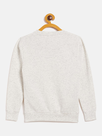 White Printed Round Neck Sweatshirt - Girls Sweatshirts