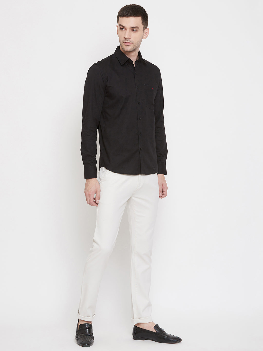 Off White Slim Fit Trousers - Men Trousers