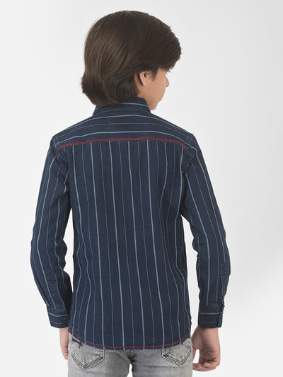 Navy Blue Striped Shirt - Boys Shirts