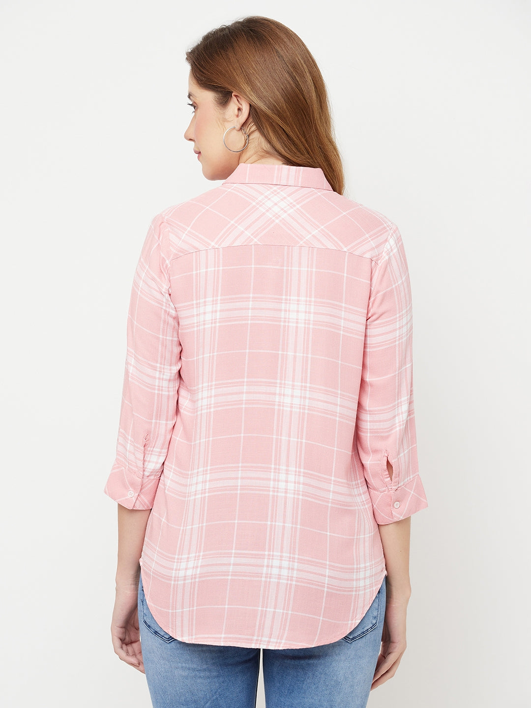 Pink Checked Casual Shirt - Women Shirts