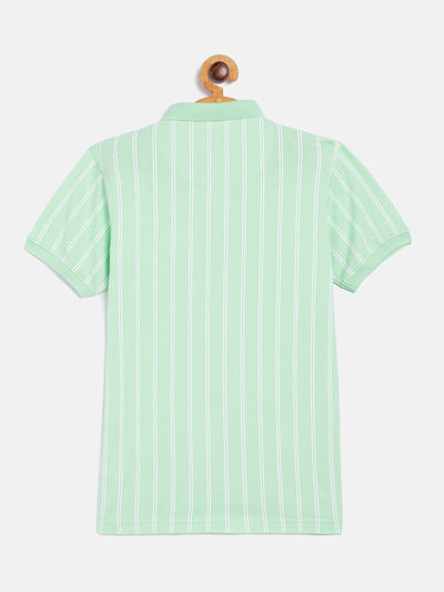 Green Striped Polo Neck T-Shirt - Boys T-Shirts