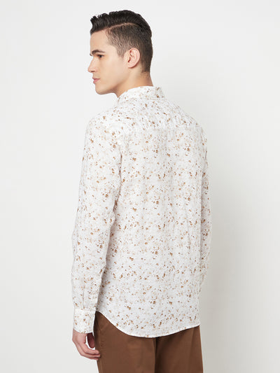 White Printed Linen Shirt - Men Shirts