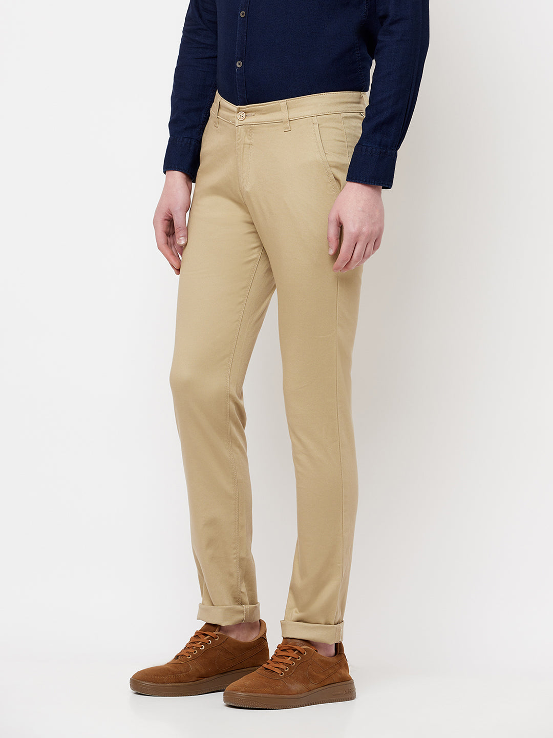 Beige Casual Trousers - Men Trousers