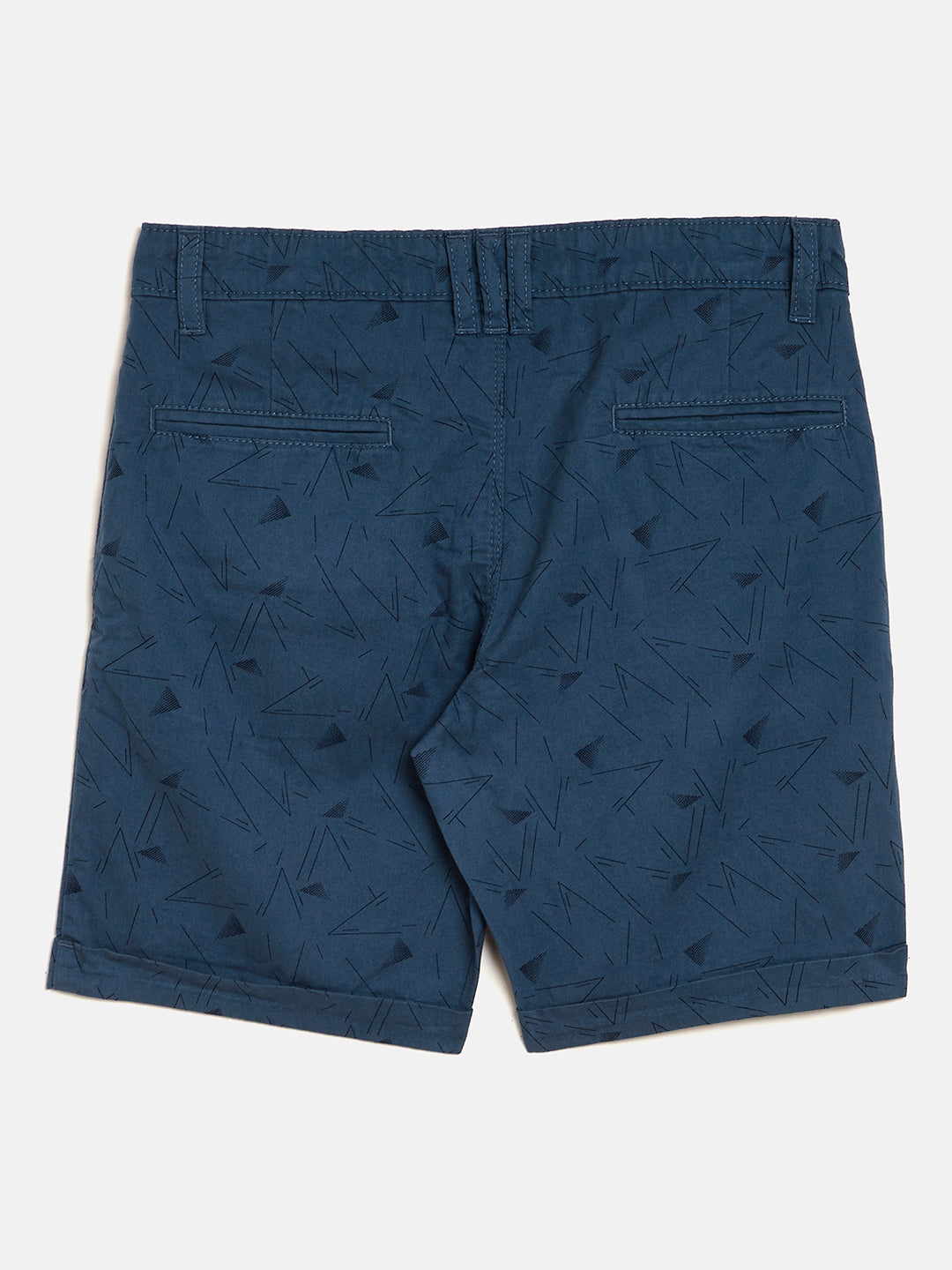 Blue Printed Slim Fit Shorts - Boys Shorts