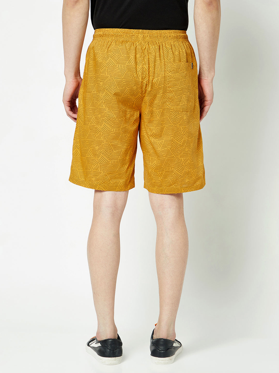  Mustard Abstract Print Lounge Shorts
