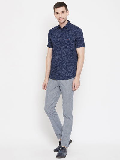 Navy Blue Printed shirt - Men Shirts