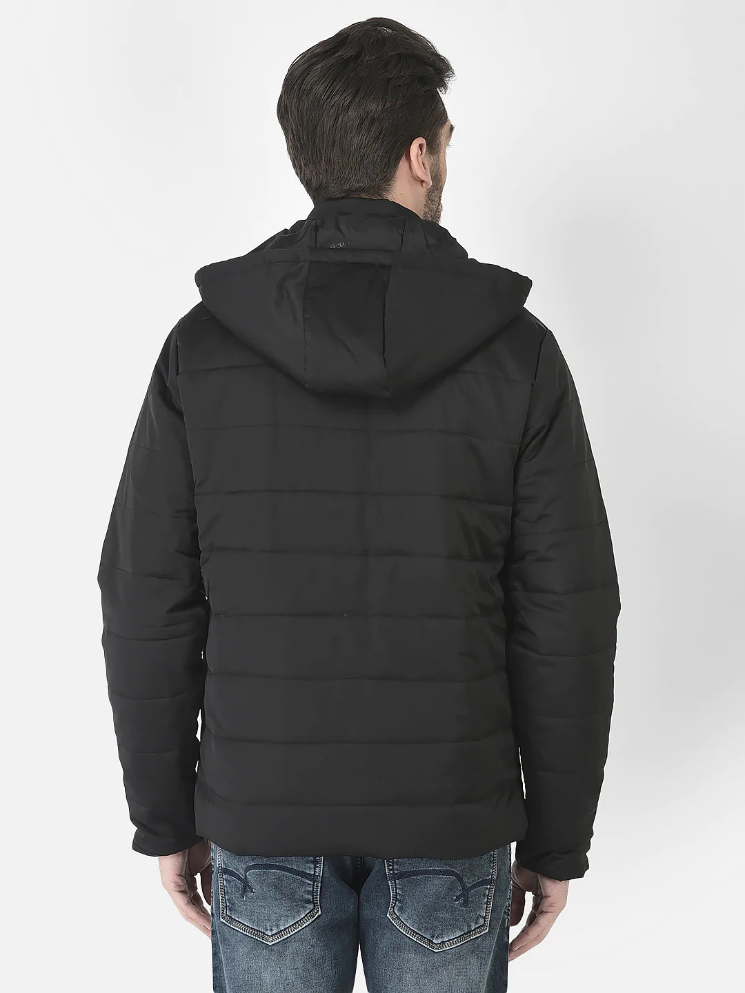  Black Hooded Light-Padding Jacket 