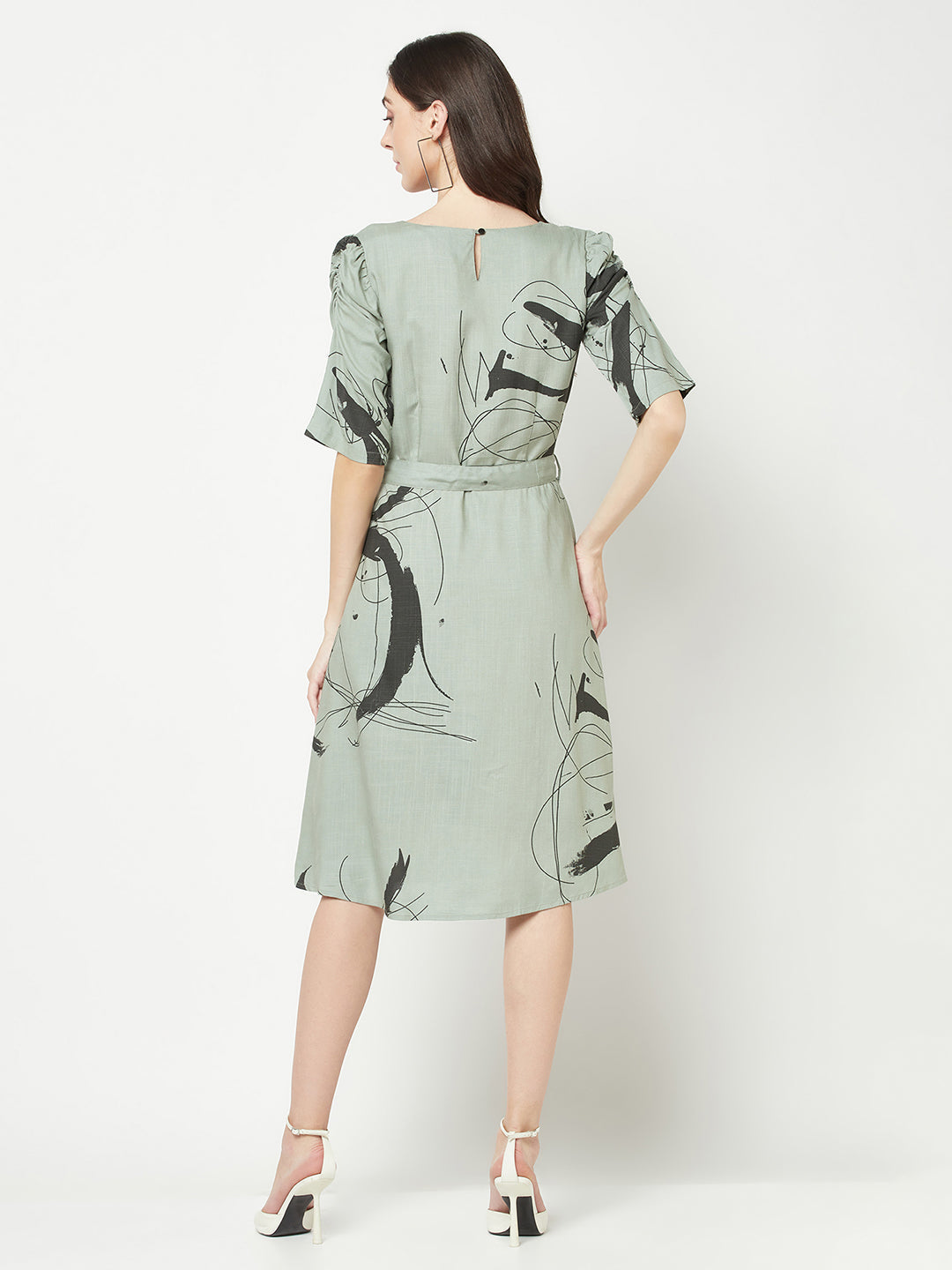  Olive Tie Belt Dress