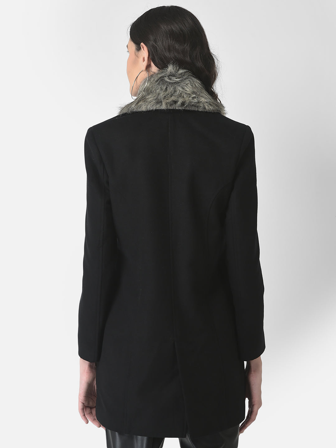  Black Fur-Neck Coat