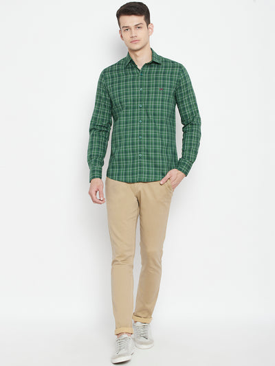 Green Checked Slim Fit shirt - Men Shirts