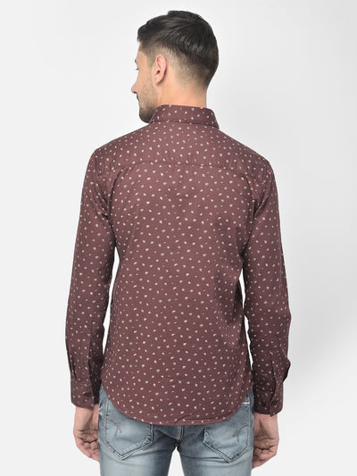 Maroon Printed Spread Collar Shirt - Men Shirts