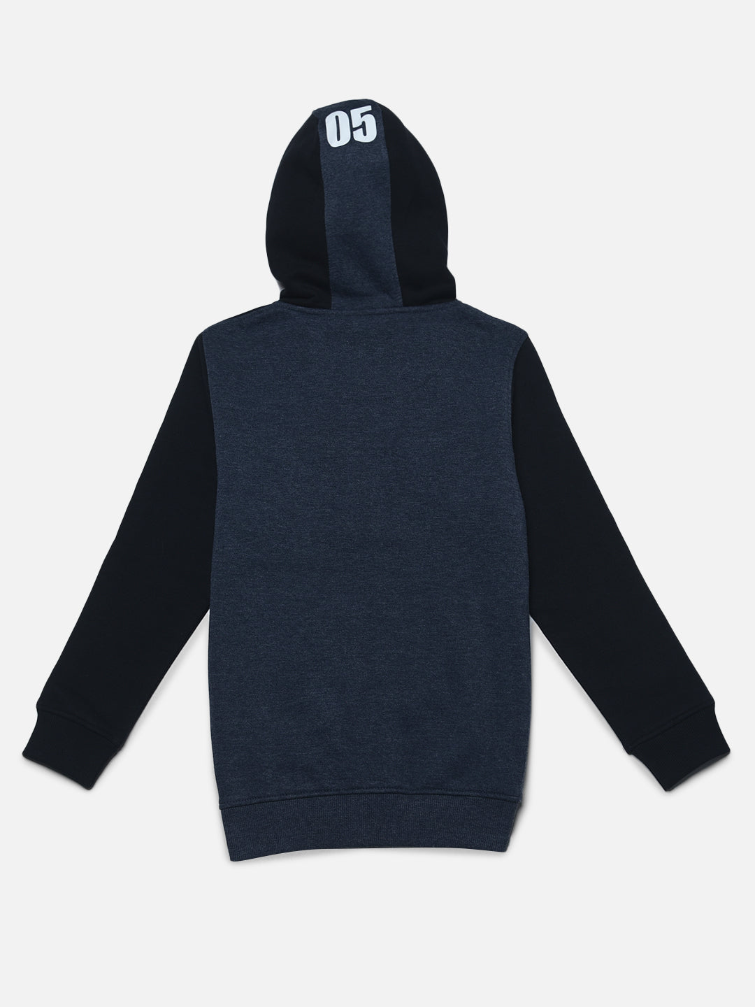  Navy Blue Zipper Colour-Block Sweatshirt