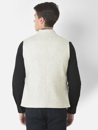  White Textured Waistcoat