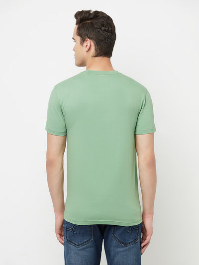 Green Printed Round Neck T-Shirt - Men T-Shirts