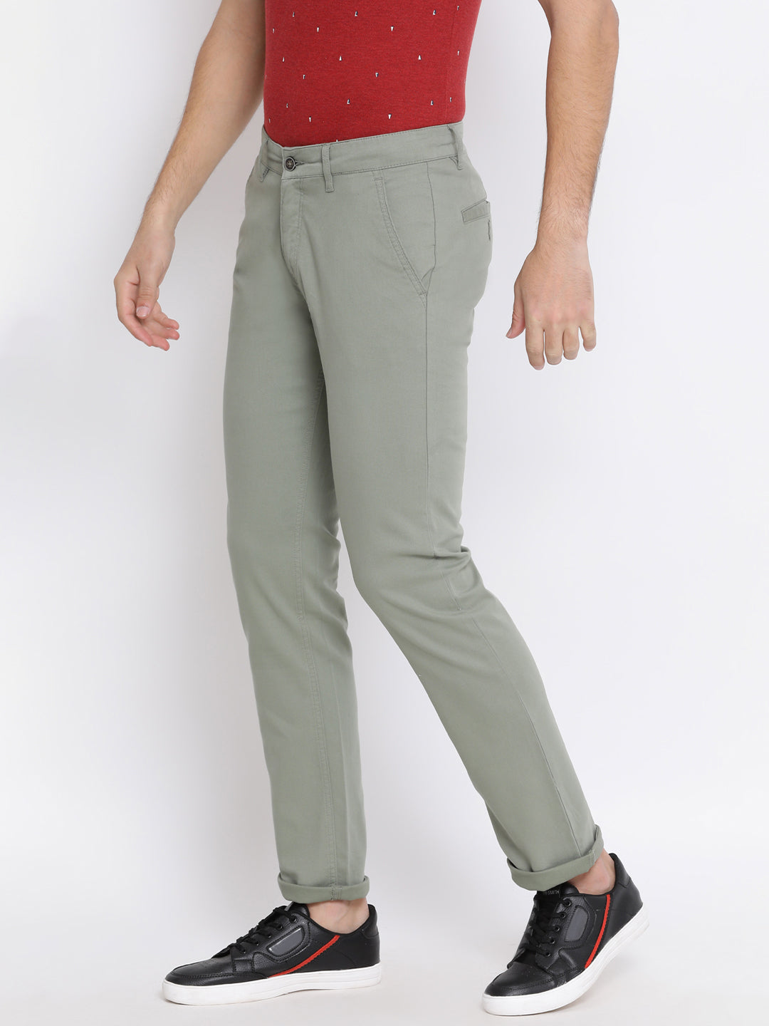 Grey Slim Fit Trousers - Men Trousers
