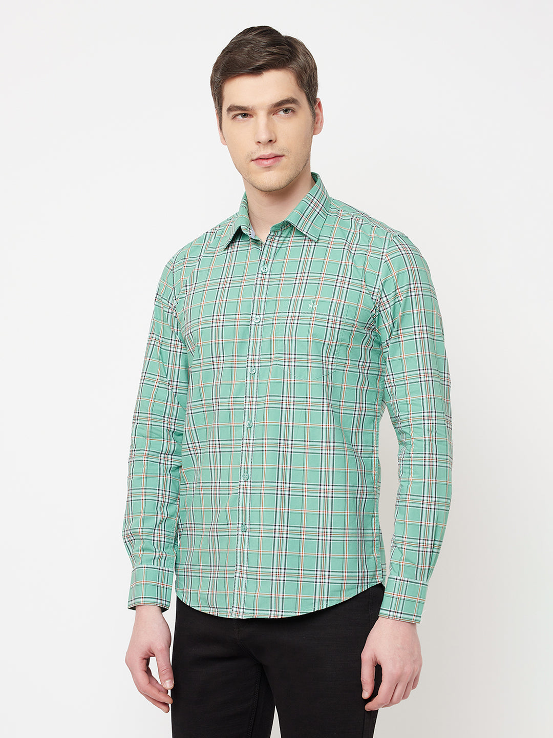 Green Checked Casual Shirt - Men Shirts
